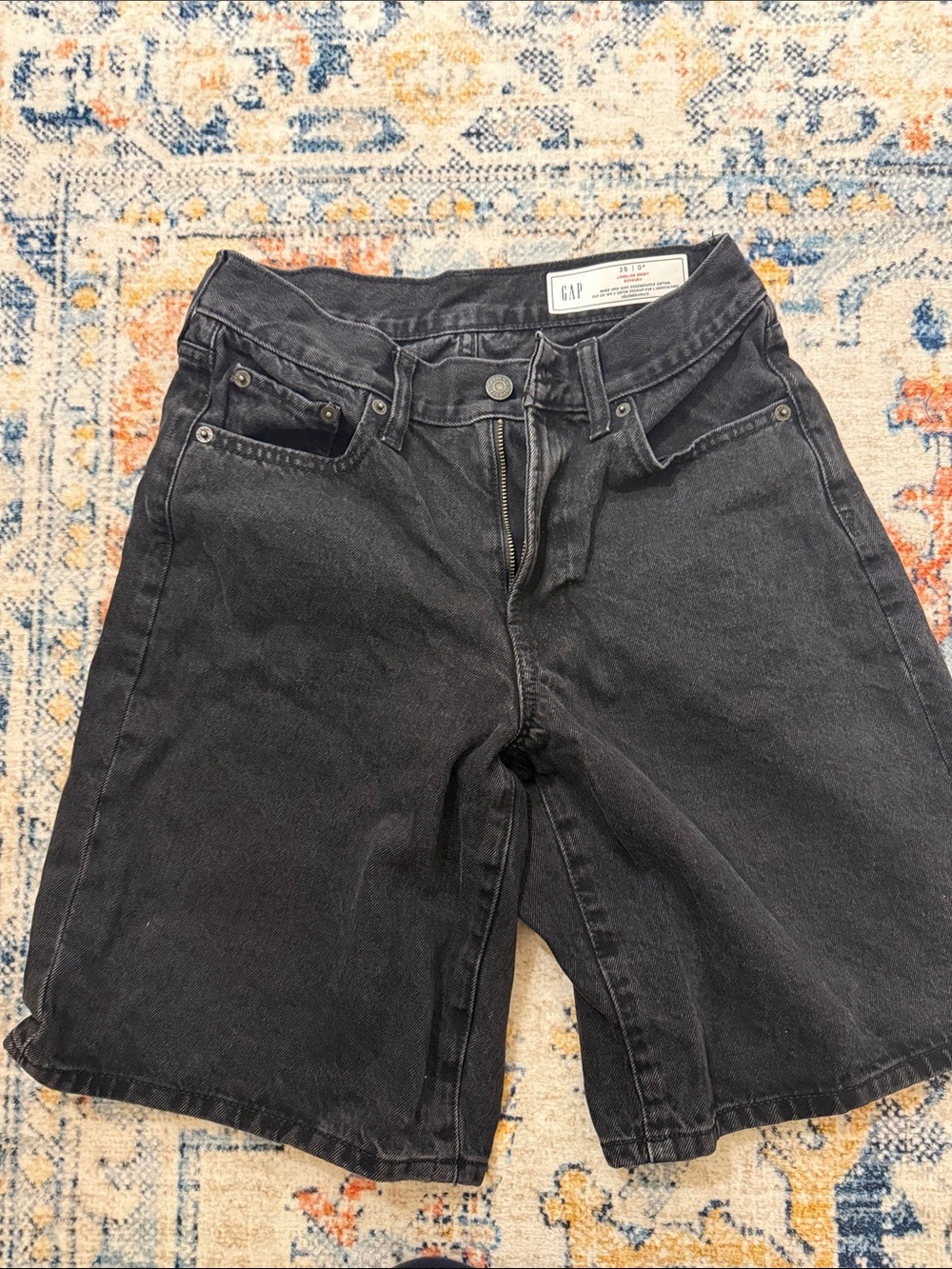 GAP Women Black Longline Bermuda Jeans Size Small